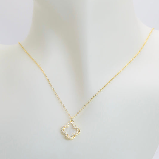 Gold and Diamond Clover Necklace