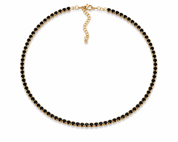 Black Crystal Gold Choker Necklace