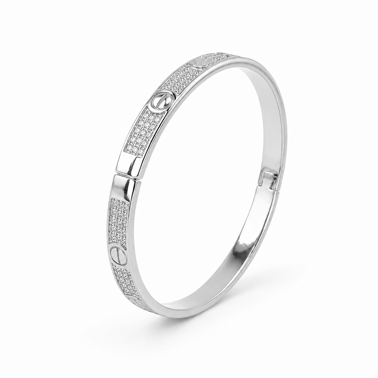 Silver Crystal Love Bangle