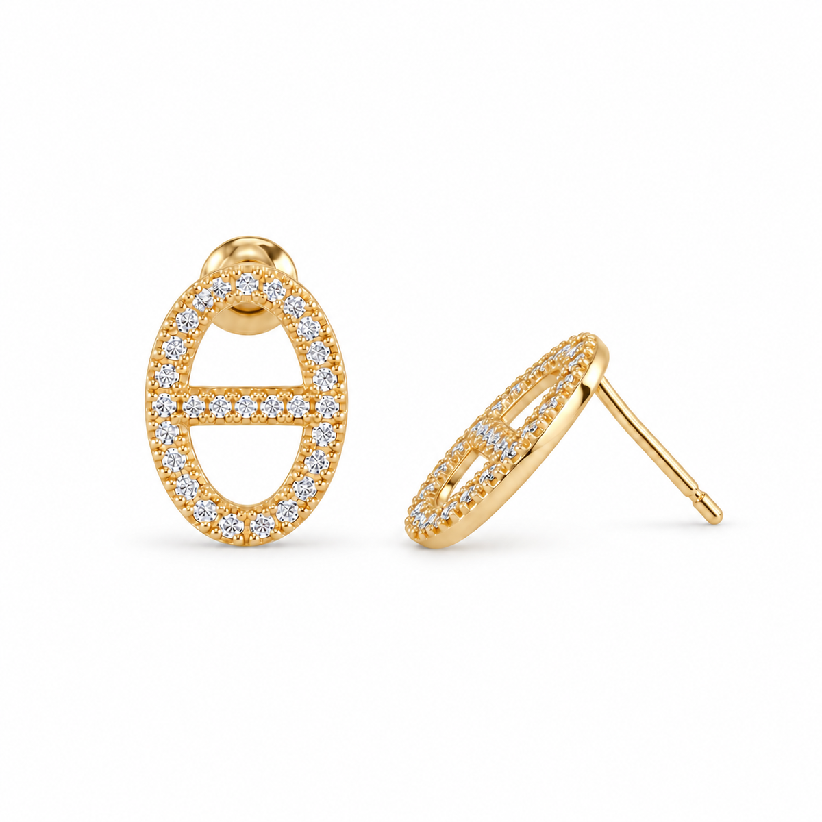 Trinity Oval Zircon Earrings
