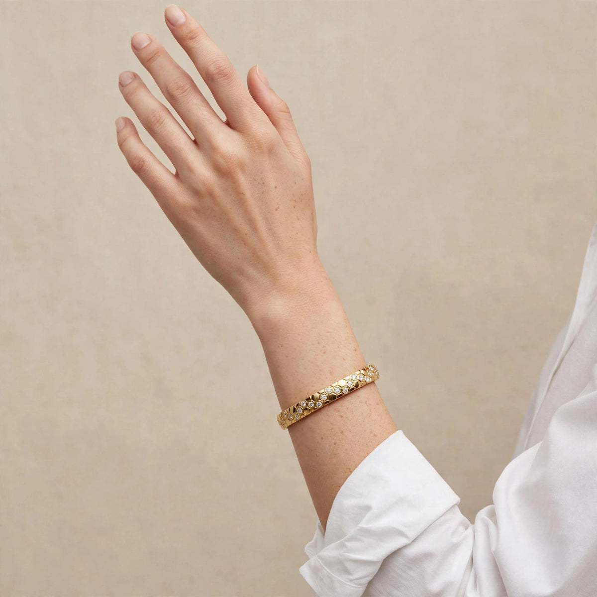 Golden Honeycomb Zircon Bangle
