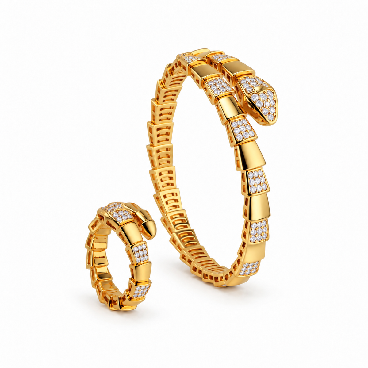 Éclat Zircon Hand Bracelet and ring