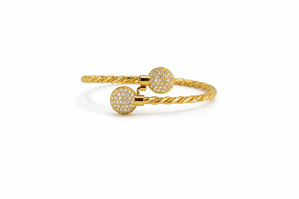 Aria Pavé Twist Gold Bracelet