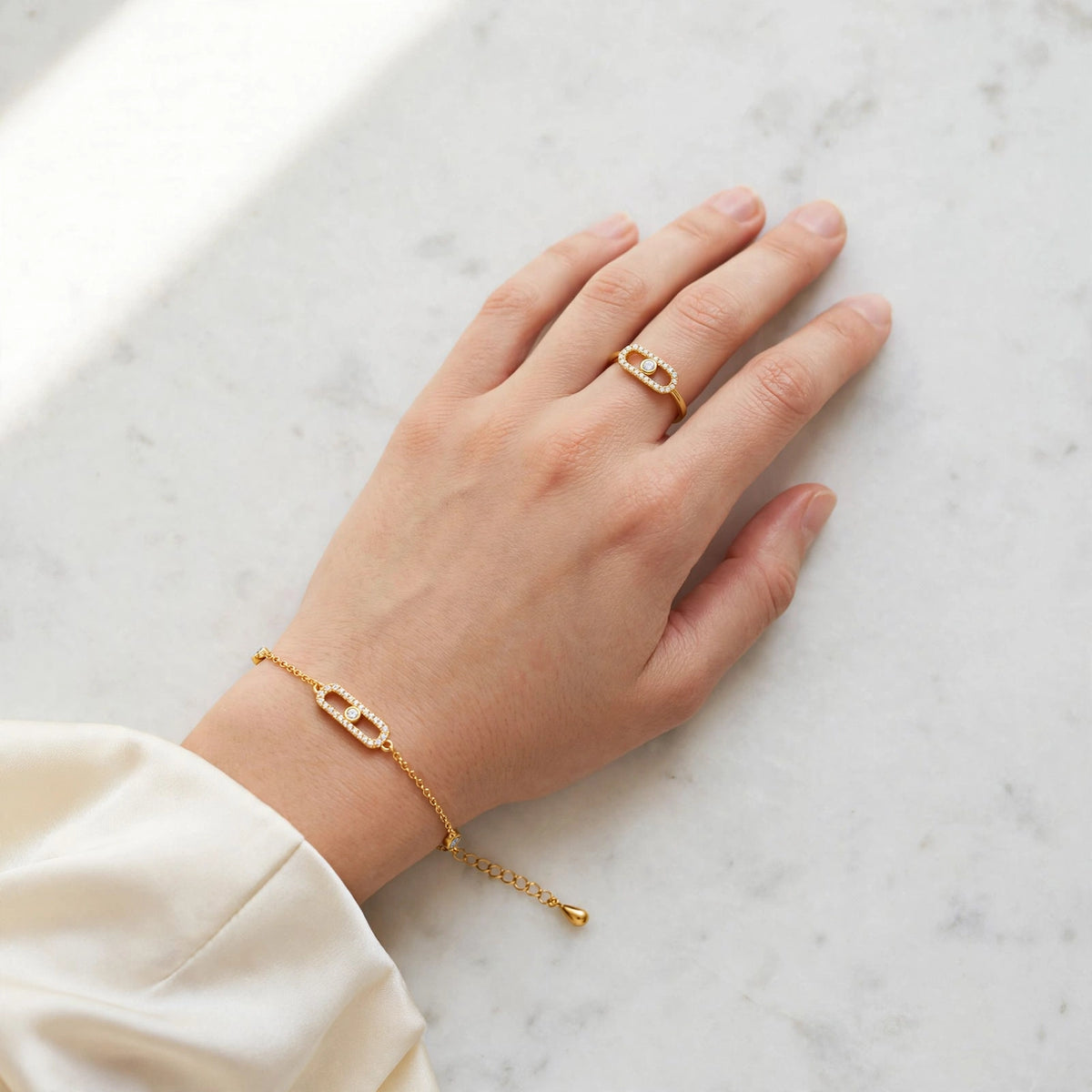 The Golden Orbit Zircon Ring
