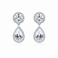 Celeste Halo Pear Drop Earrings