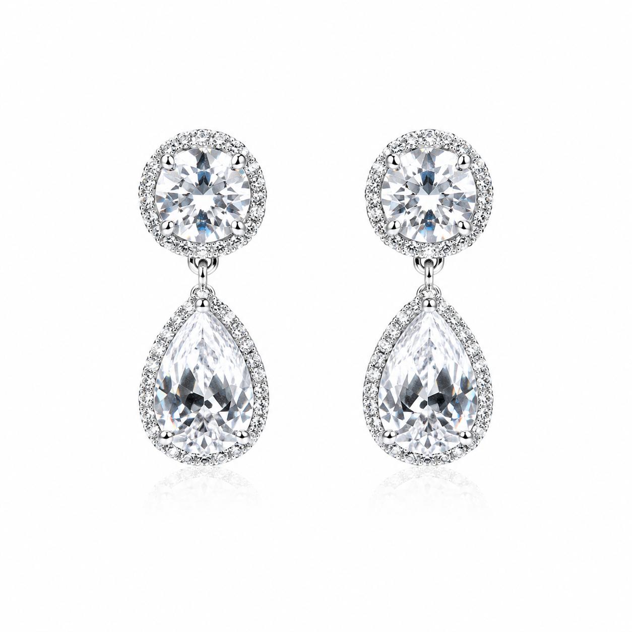Celeste Halo Pear Drop Earrings