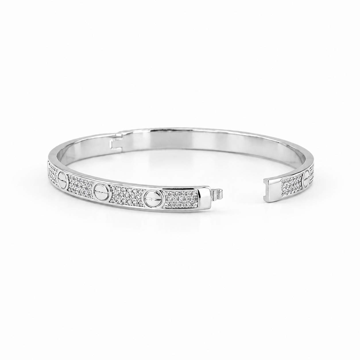 Silver Crystal Love Bangle