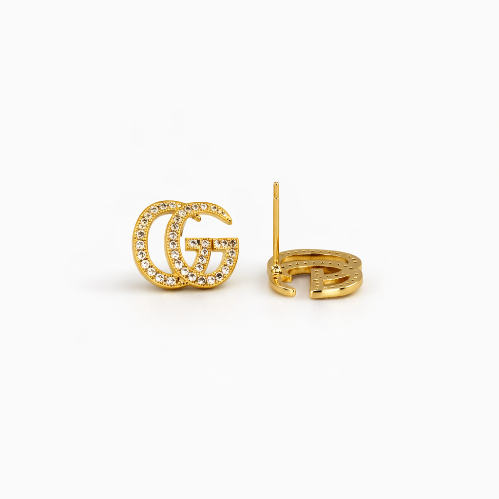 Pavé Initial G Stud Earrings