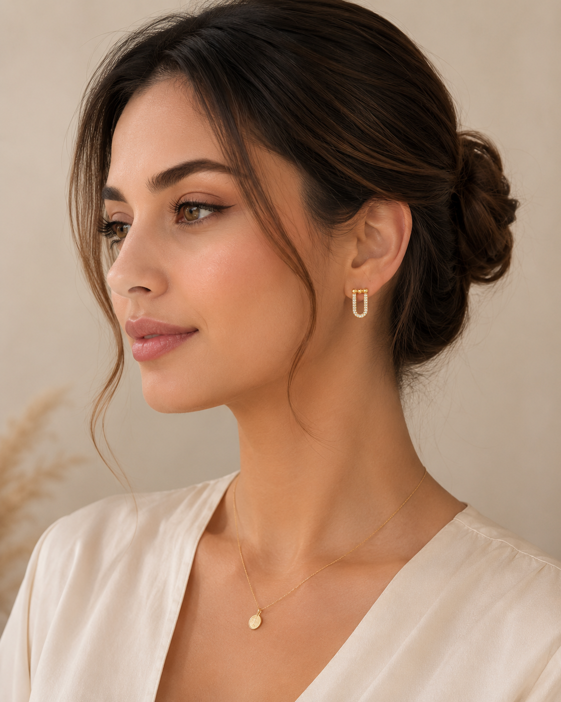 Crystal U-Link Stud Earrings