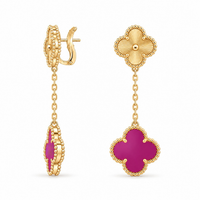 Fuchsia Clover Drop Earrings