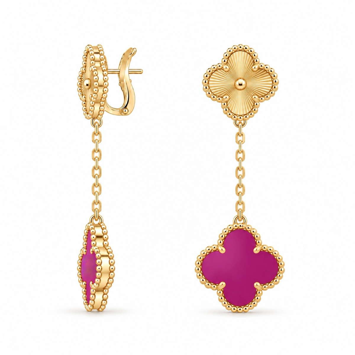 Fuchsia Clover Drop Earrings