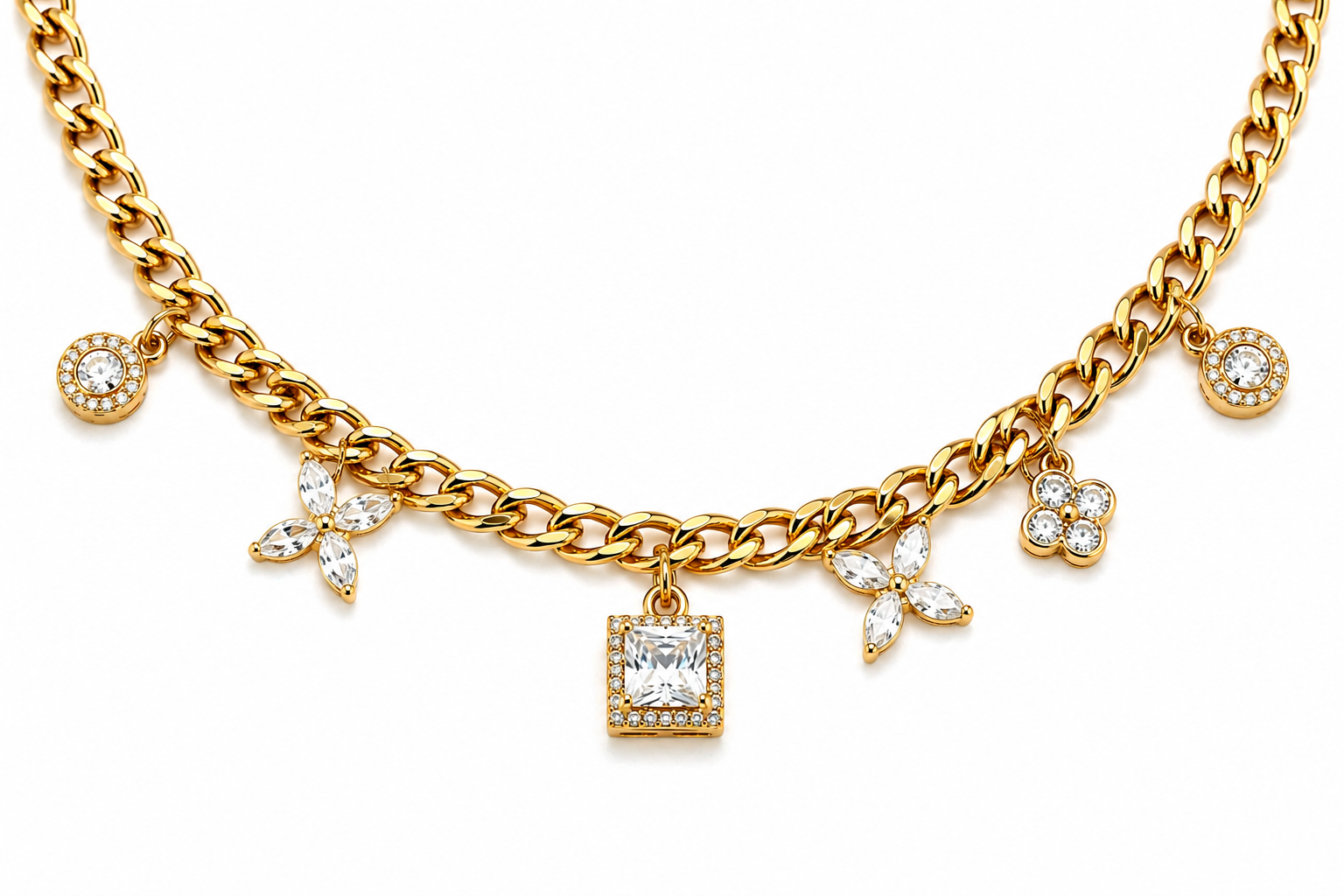 Crystal Bloom Charm Necklace