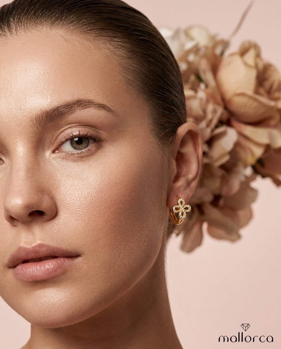 Infinity Clover Crystal Huggie Earrings