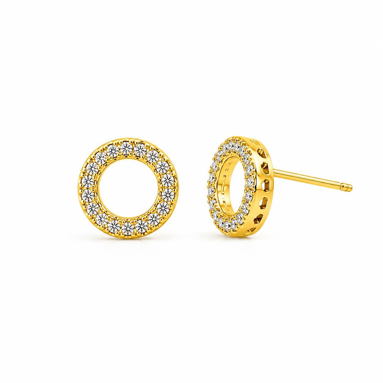 Pave Circle Halo Stud Earrings