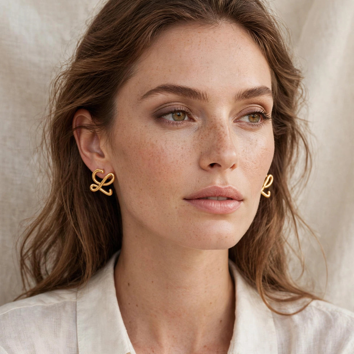 The Arabesque Gold Monogram Stud Earrings