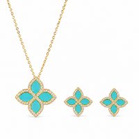 Turquoise Clover Jewelry Set
