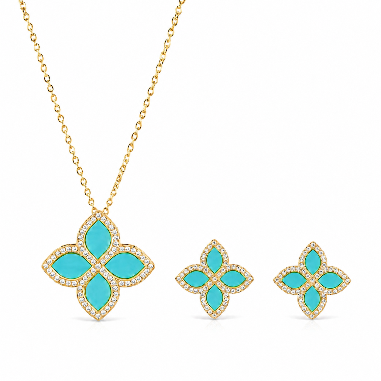 Turquoise Clover Jewelry Set