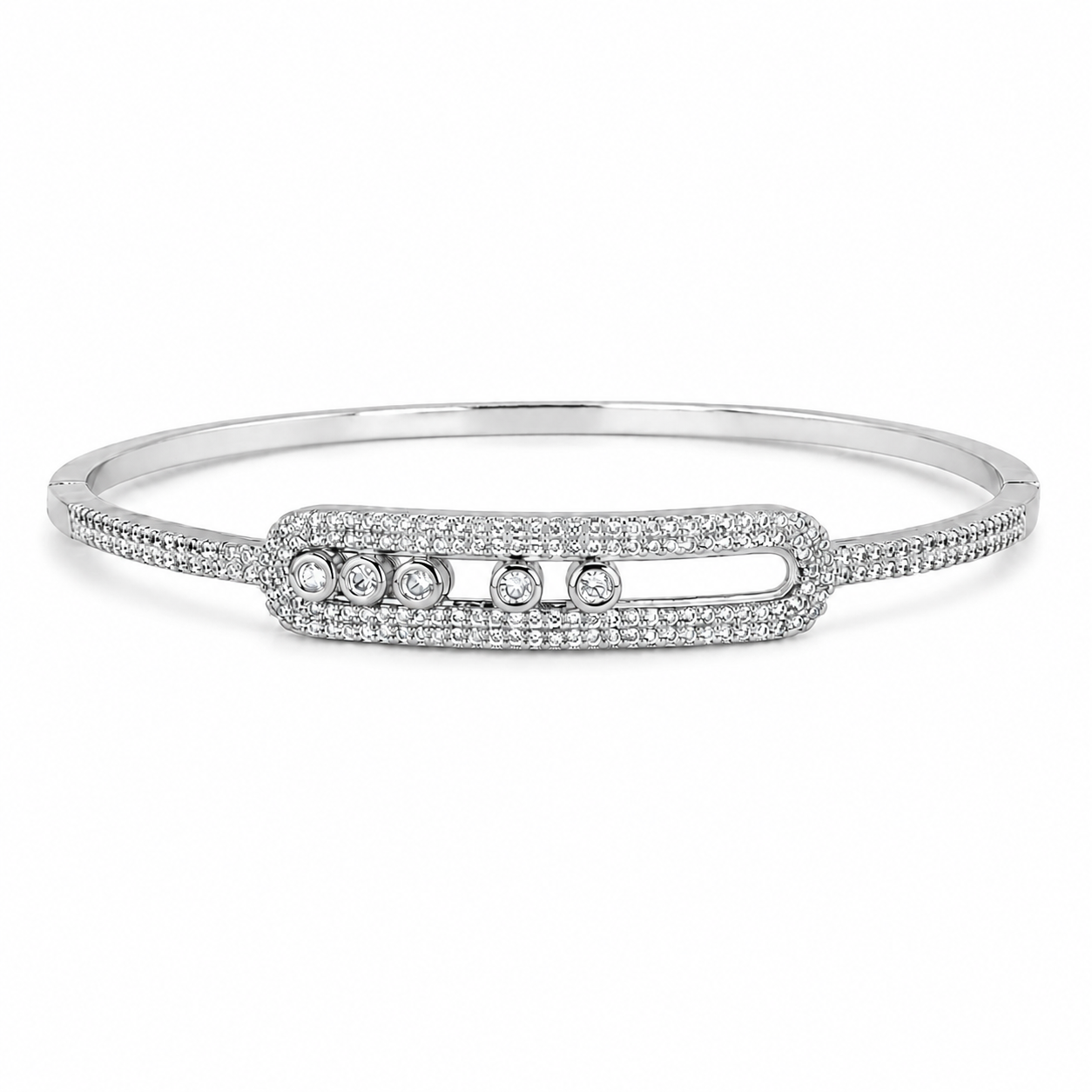 Silver Crystal Slider Bangle