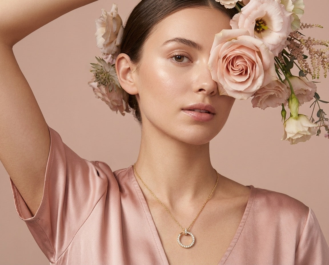 Celeste Pavé Circle Necklace