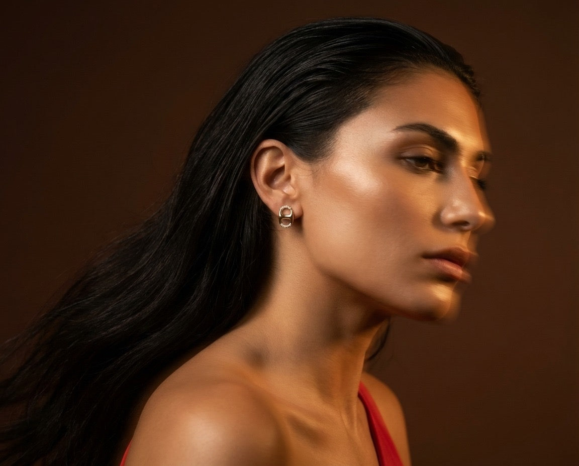 Crystal Double Link Stud Earrings