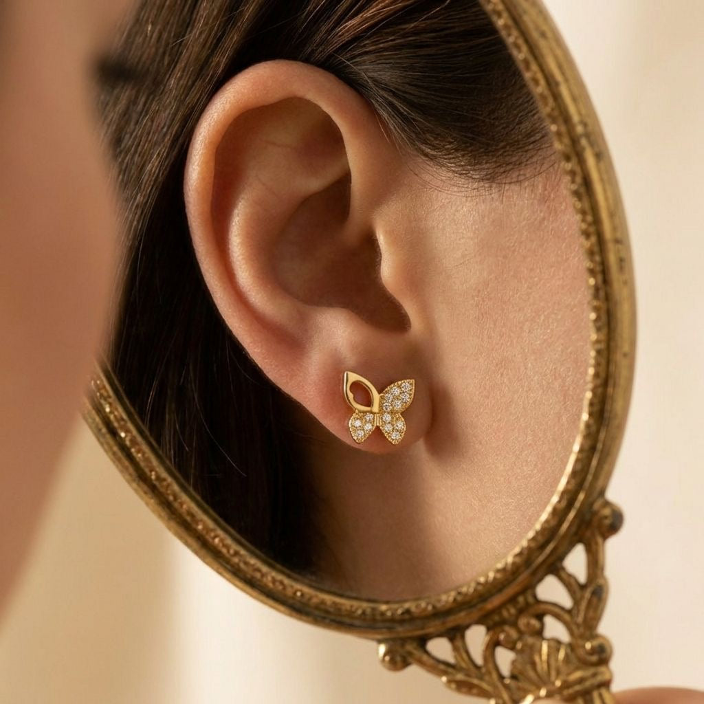 Crystal Butterfly Stud Earrings