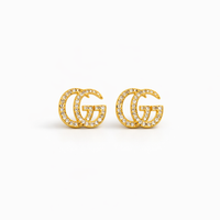 Pavé Initial G Stud Earrings
