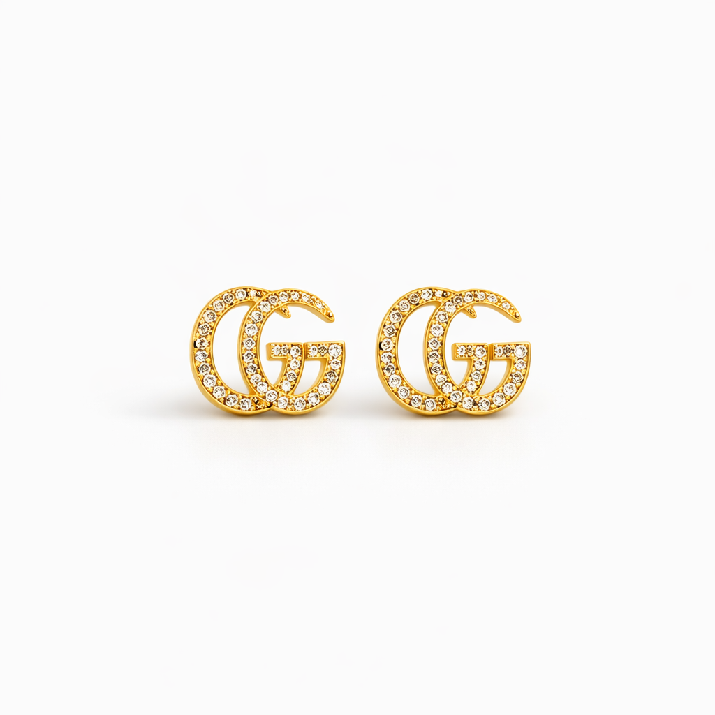 Pavé Initial G Stud Earrings