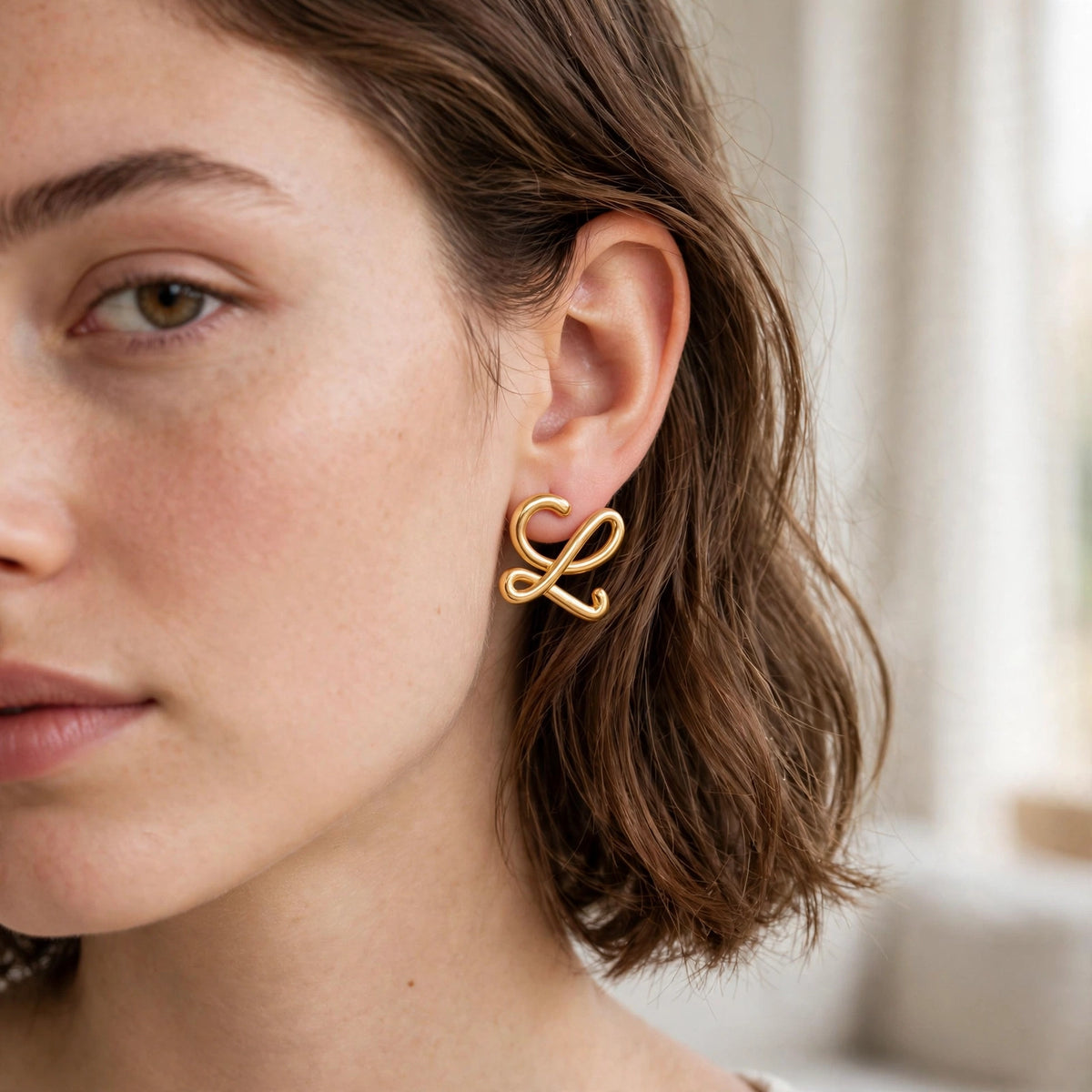 The Arabesque Gold Monogram Stud Earrings