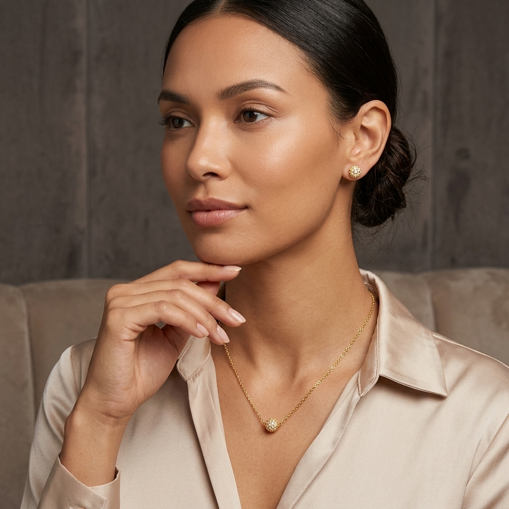 Radiant Pave Ball Jewelry Set