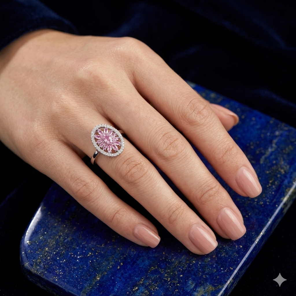 Pink Halo Statement Ring