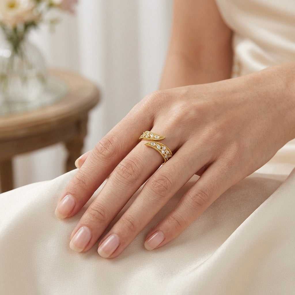 Crystal Wrap Adjustable Ring