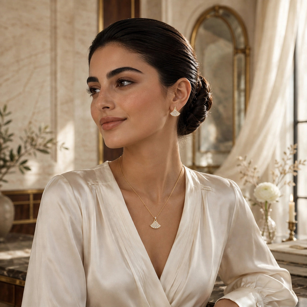 Aurelia Fan Pendant Necklace