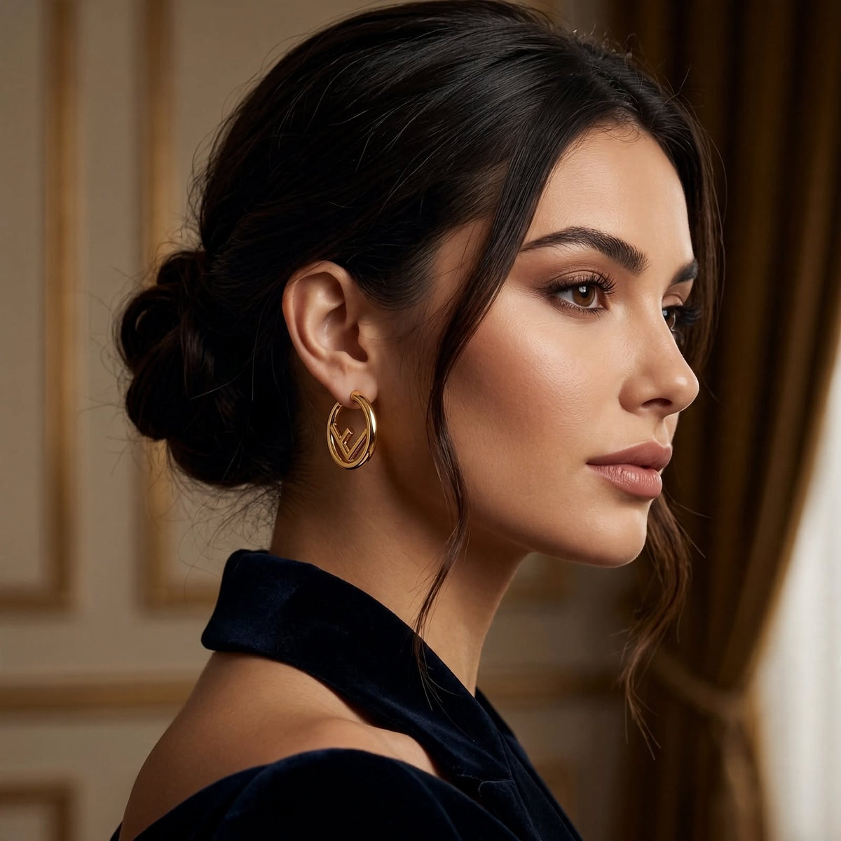 Signature F Hoop Earrings