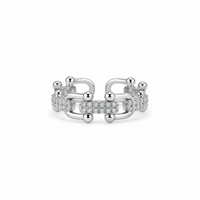 Crystal Link Silver Ring