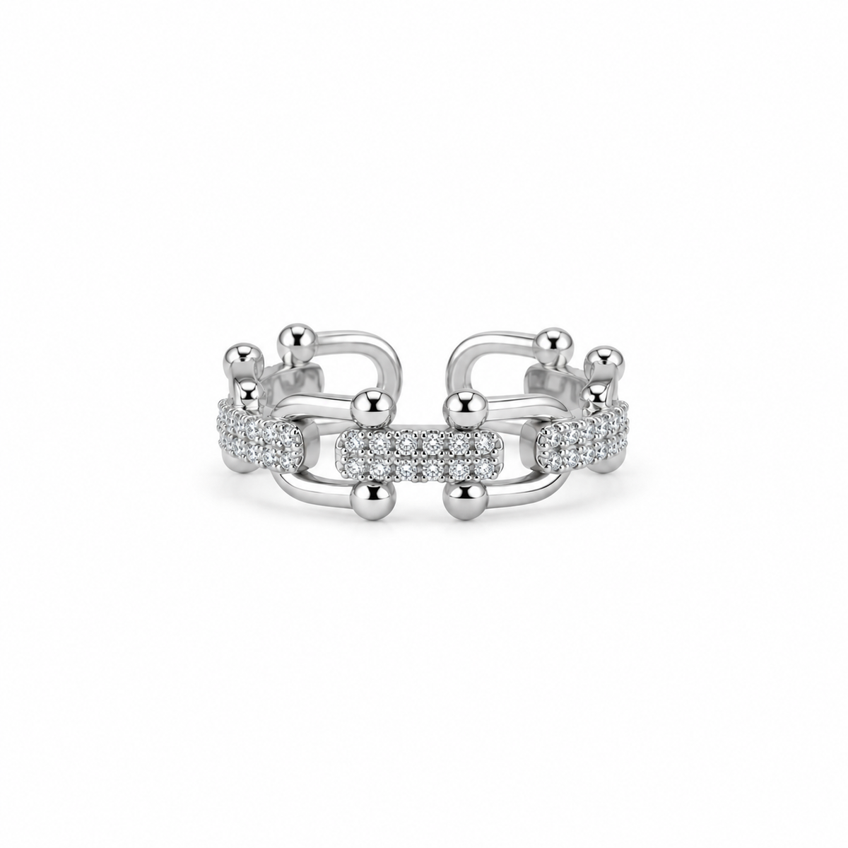 Crystal Link Silver Ring
