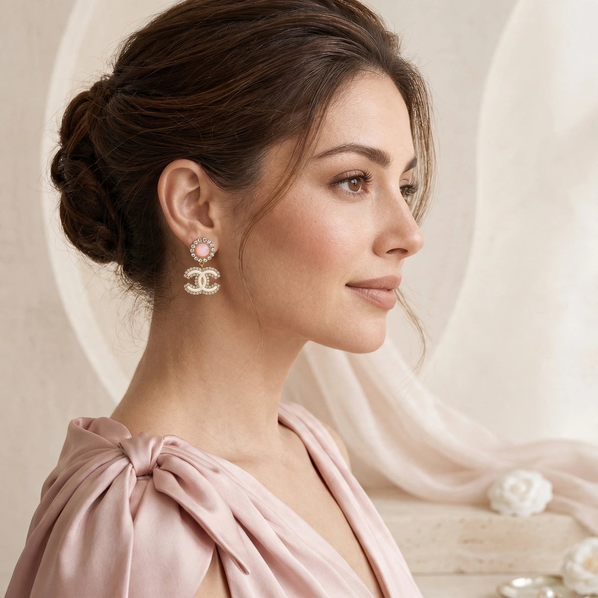 Rosé Royale Pink & Ivory Crystal Drop Earrings