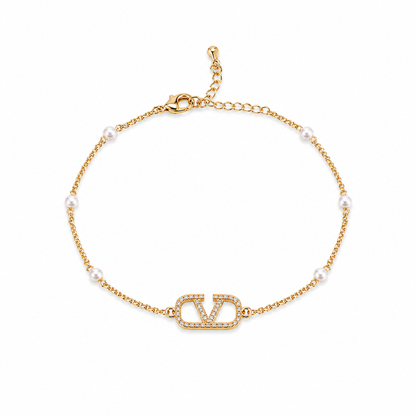 Pearl V Gold Bracelet