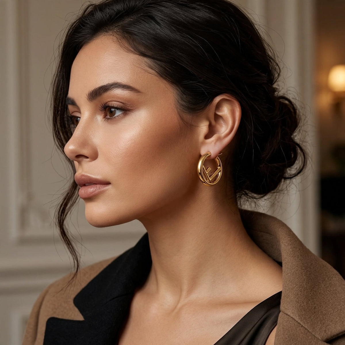 Signature F Hoop Earrings