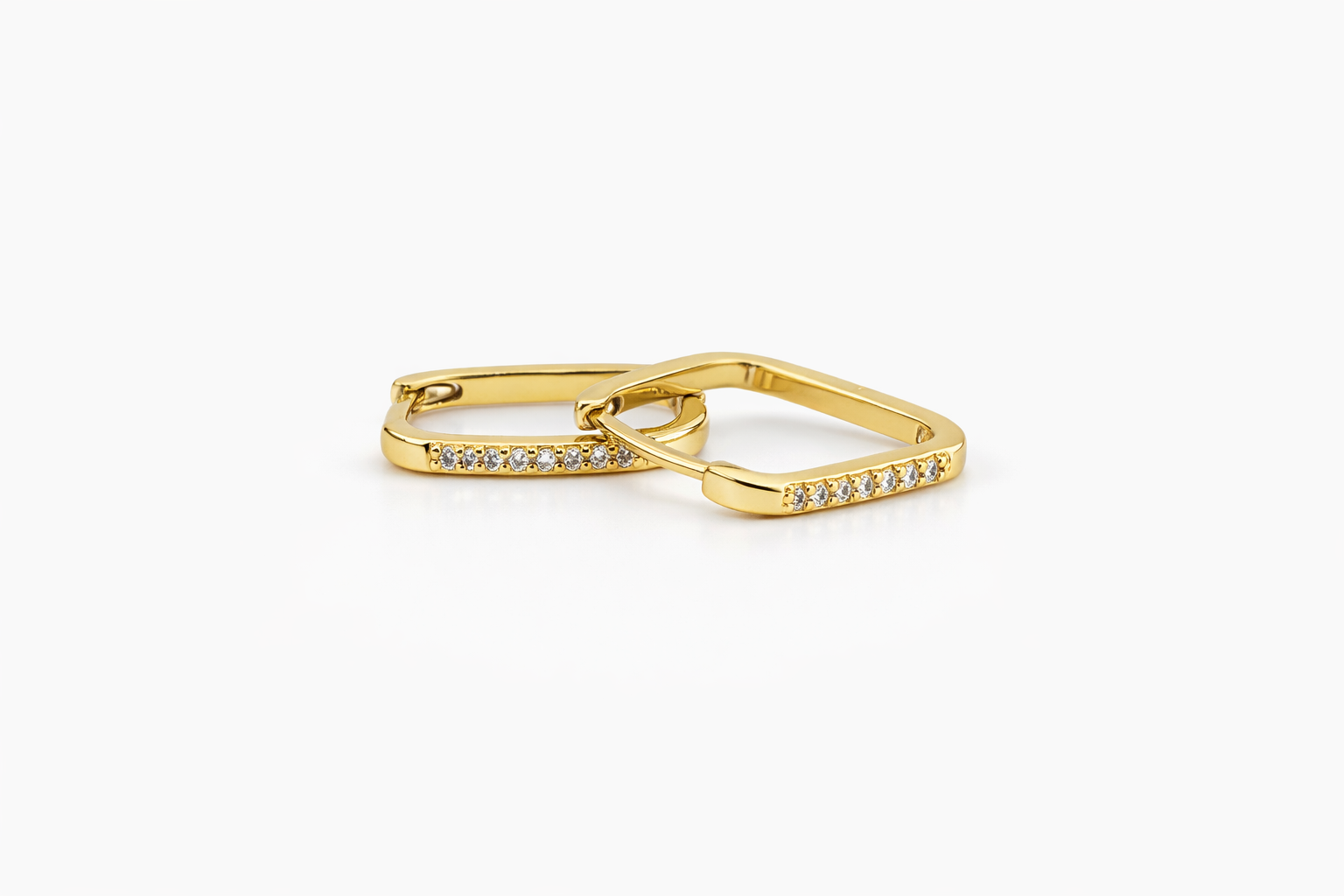 Pavé Rectangular Huggie Earrings
