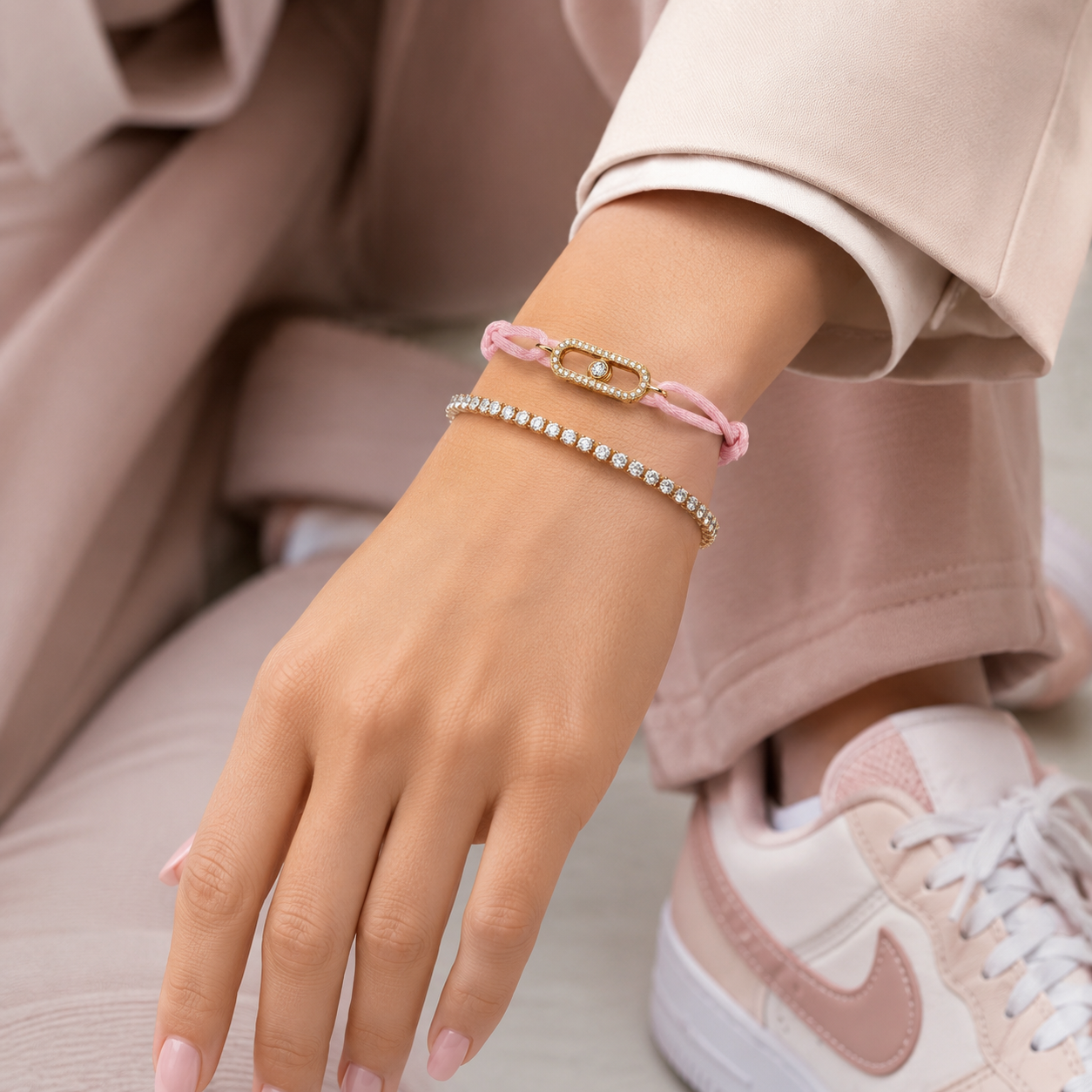 Pink Crystal Link Bracelet