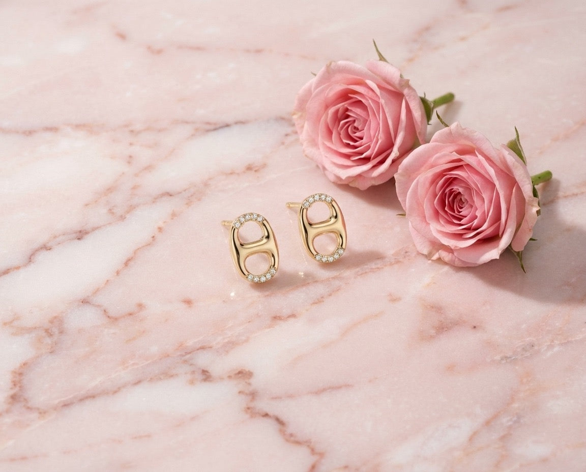 Crystal Double Link Stud Earrings