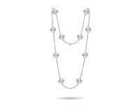 Silver Clover Long Necklace 35”