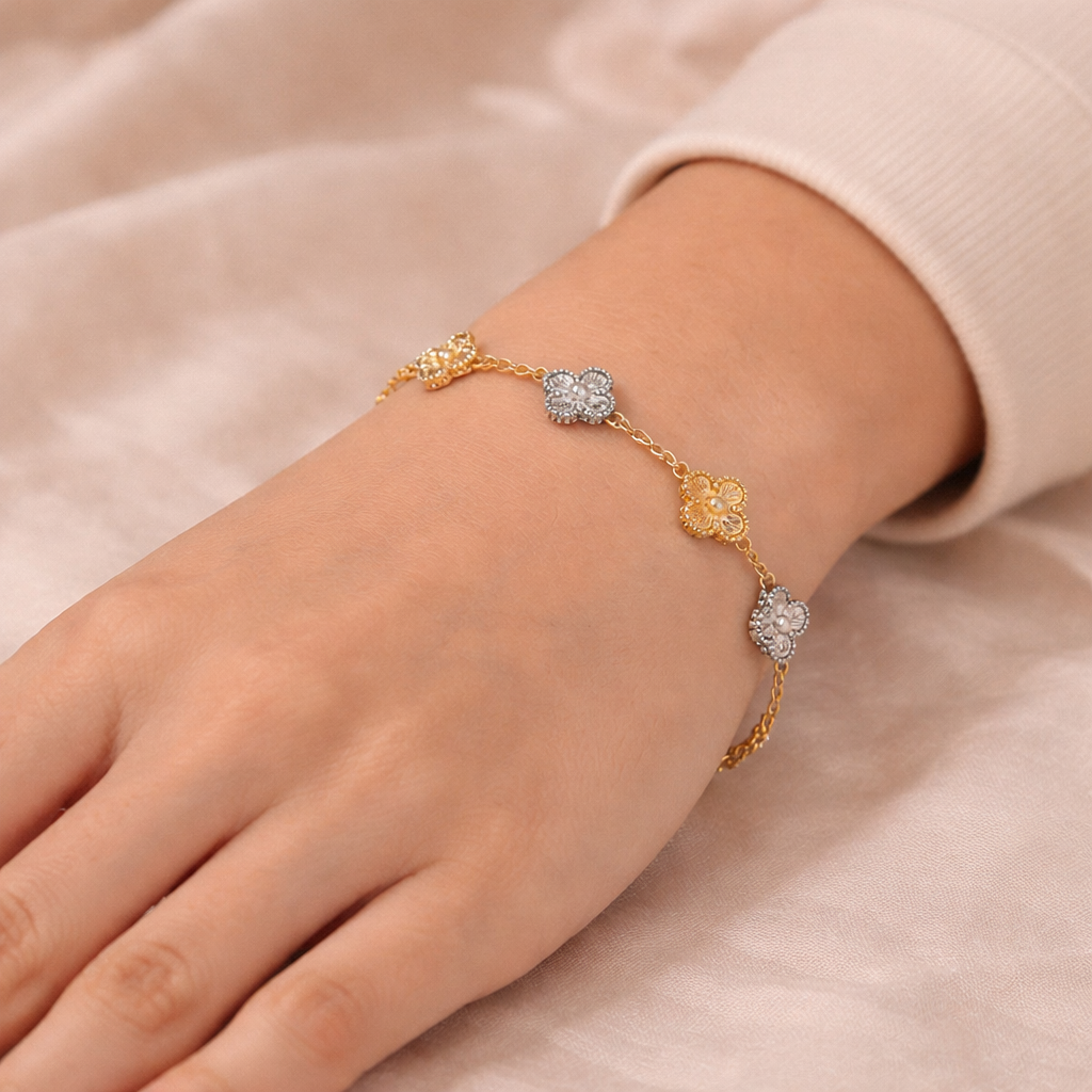 Mini Two-Tone Clover Bracelet
