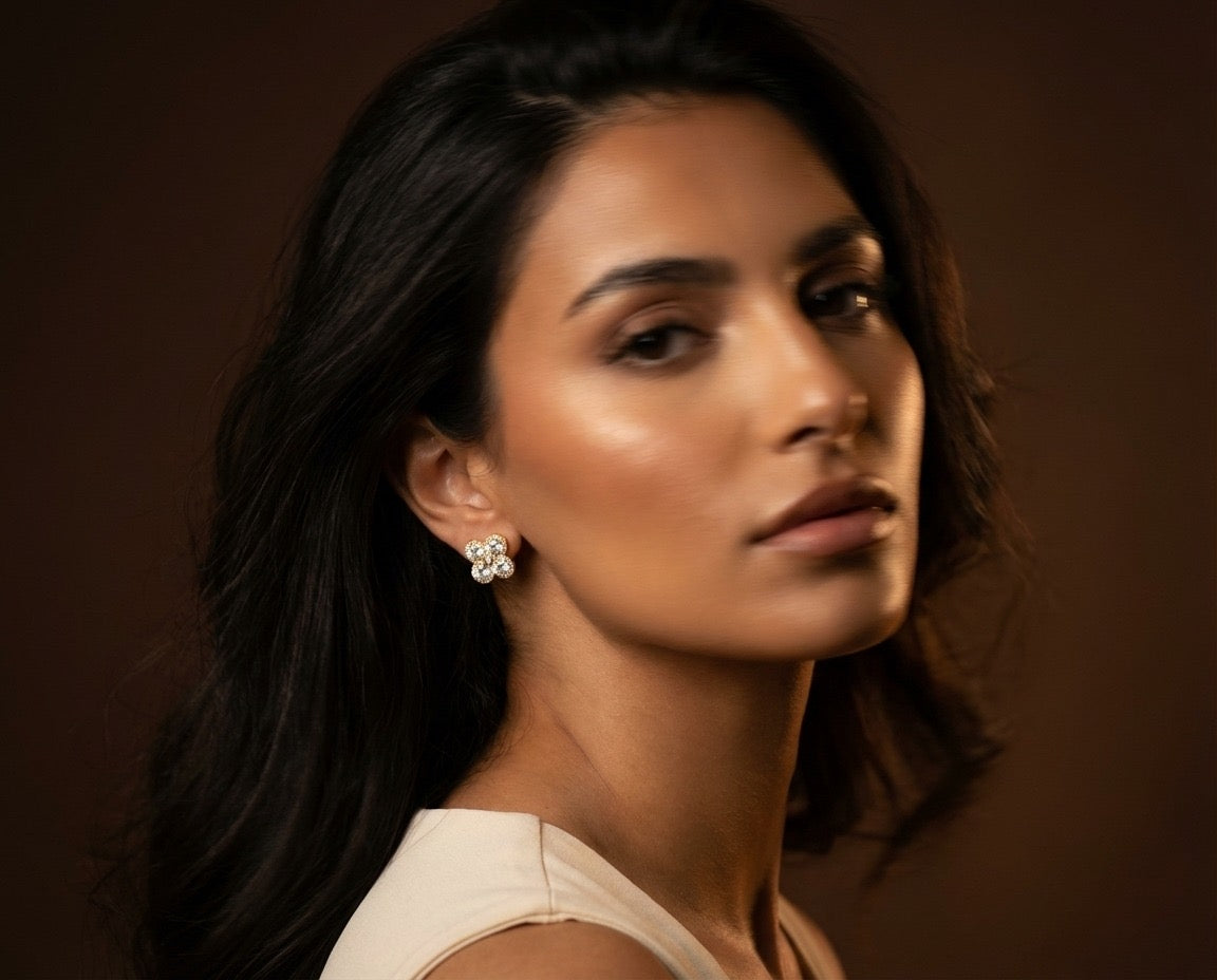 Crystal Flower Stud Earrings
