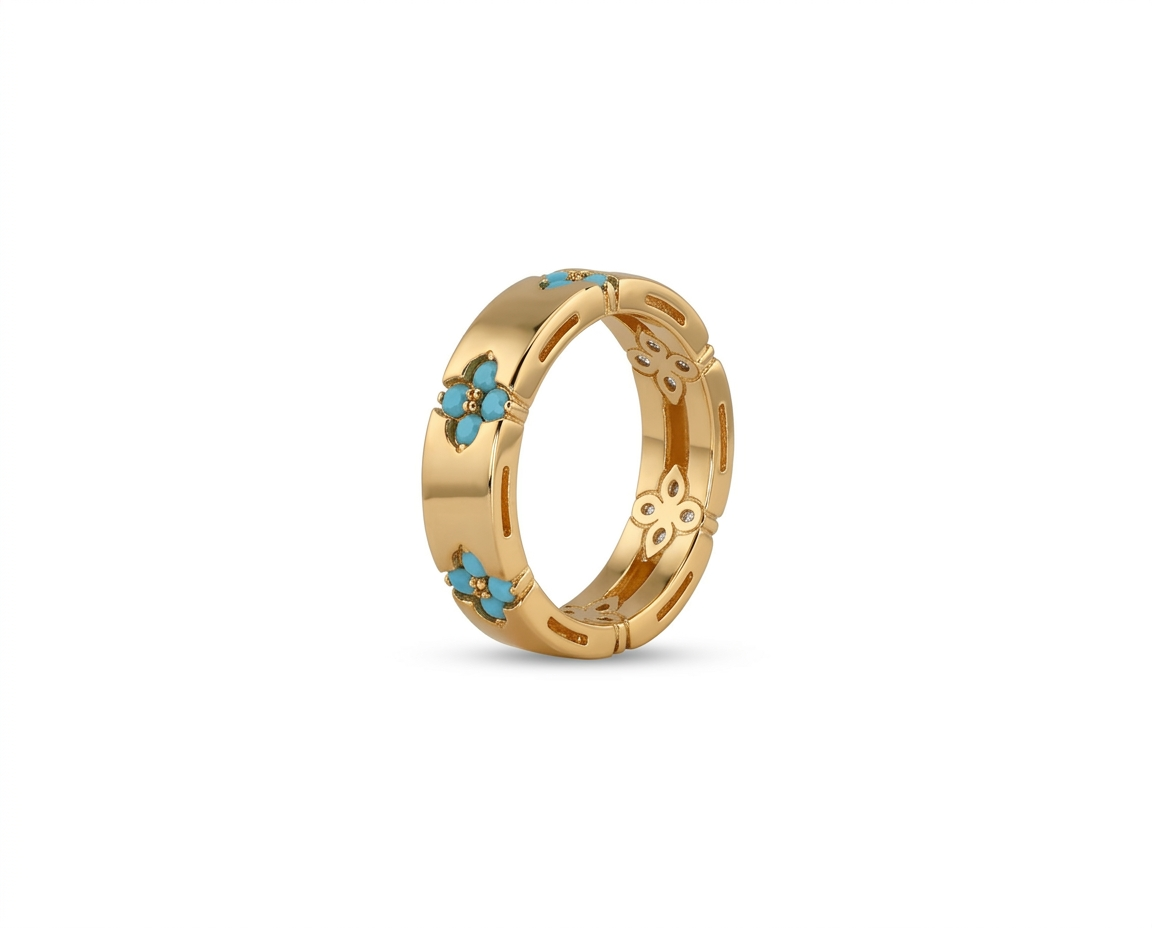 Turquoise Blossom Gold Ring