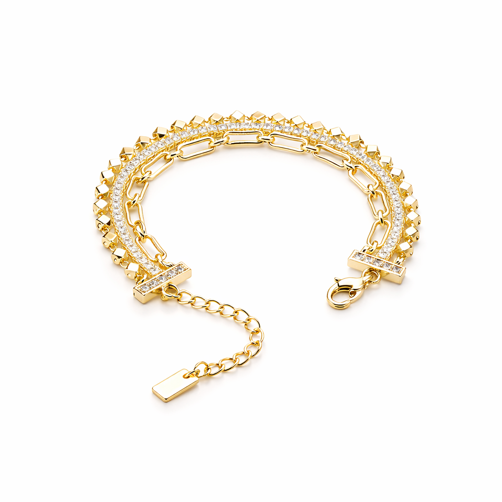 Luxe Layered Crystal Gold Bracelet