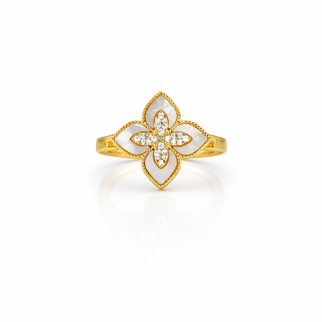 Flora Crystal Gold Ring