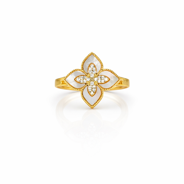 Flora Crystal Gold Ring