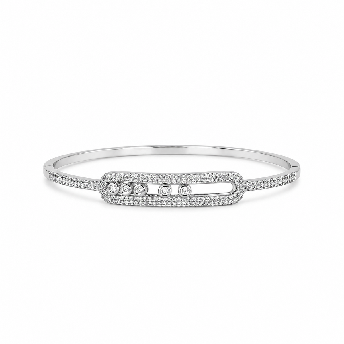 Silver Crystal Slider Bangle