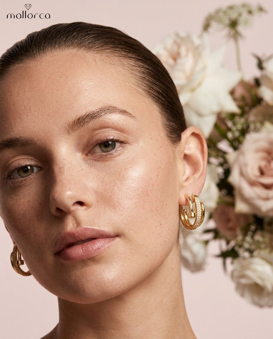 Luna Triple Wrap Pavé Hoop Earrings